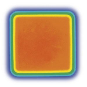 Rectangular spot for welding application from an OTS optic shown as a heatmap by Laserline diode lasers