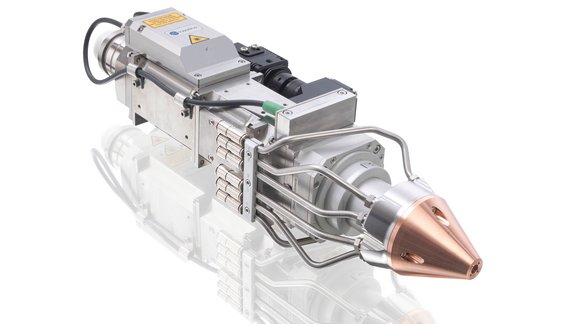 OTS5 optic with multi stream nozzle for laser cladding by Laserline diode lasers