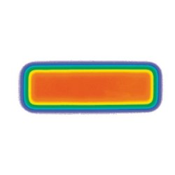 Rectangular spot for welding application from an OTS optic shown as a heatmap by Laserline diode lasers