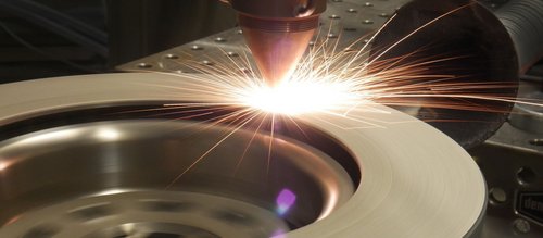 Brake disc in process of laser cladding by Laserline diode lasers