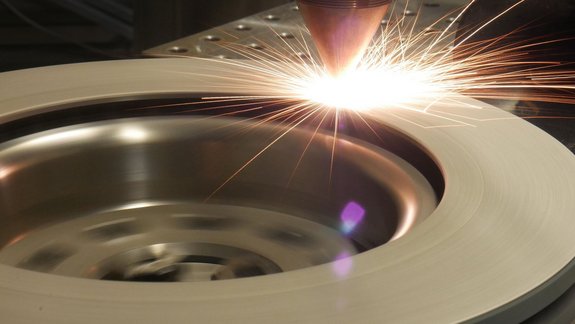 Brake disc in process of laser cladding by Laserline diode lasers